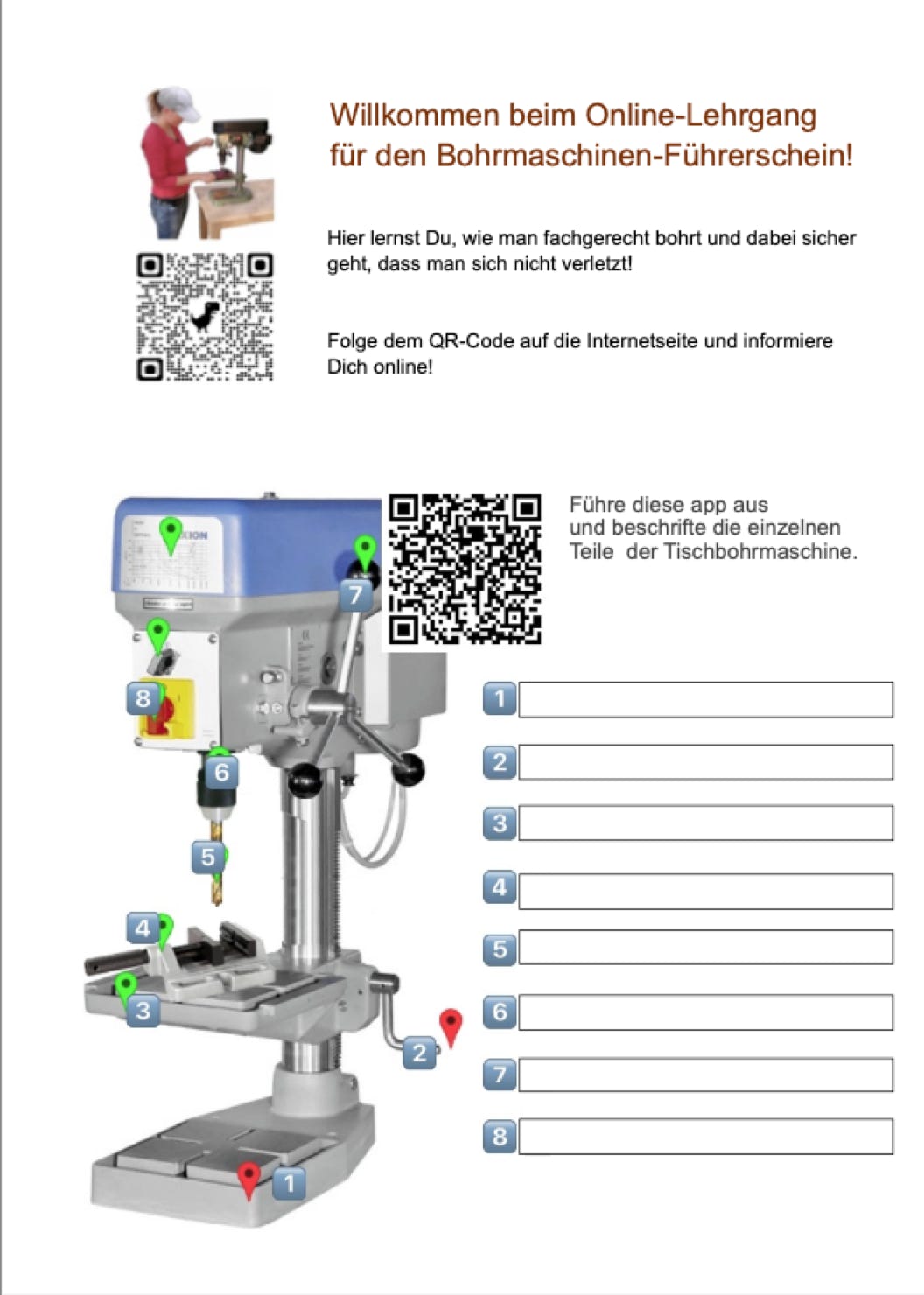 kostenloses PDF-Arbeitsblatt zu Tischbohrmaschinen