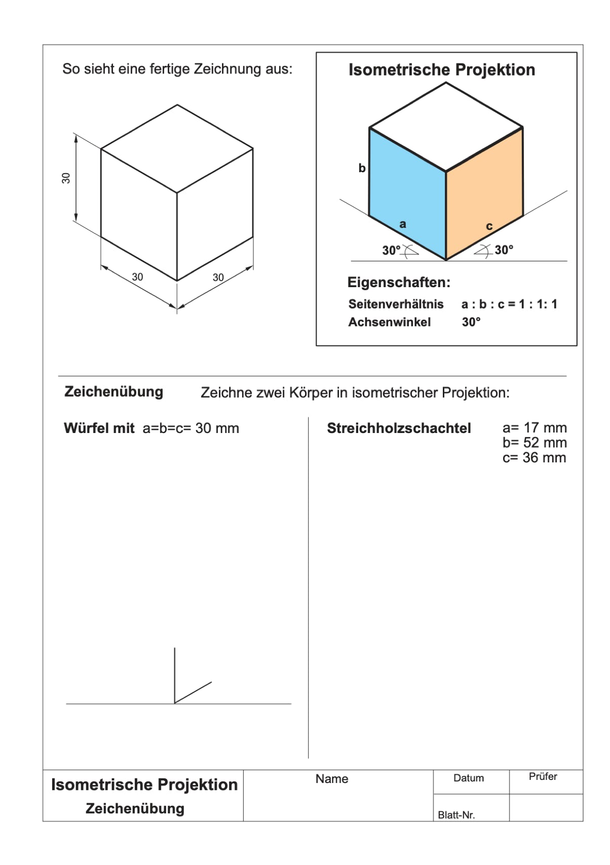 Arbeitsblatt Zeichenübung Isometrie