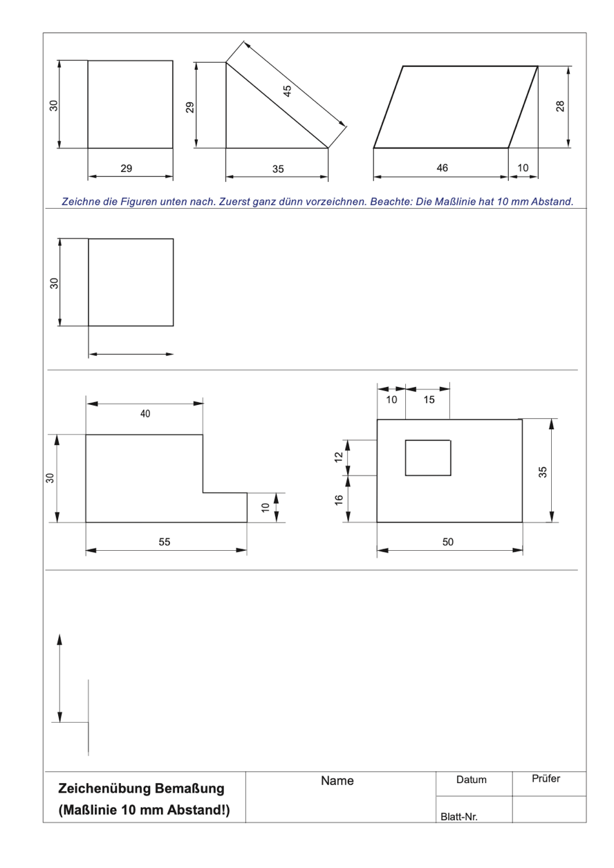 Zeichenübung Bemaßung