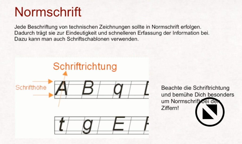 Normschrift Technisches Zeichnen