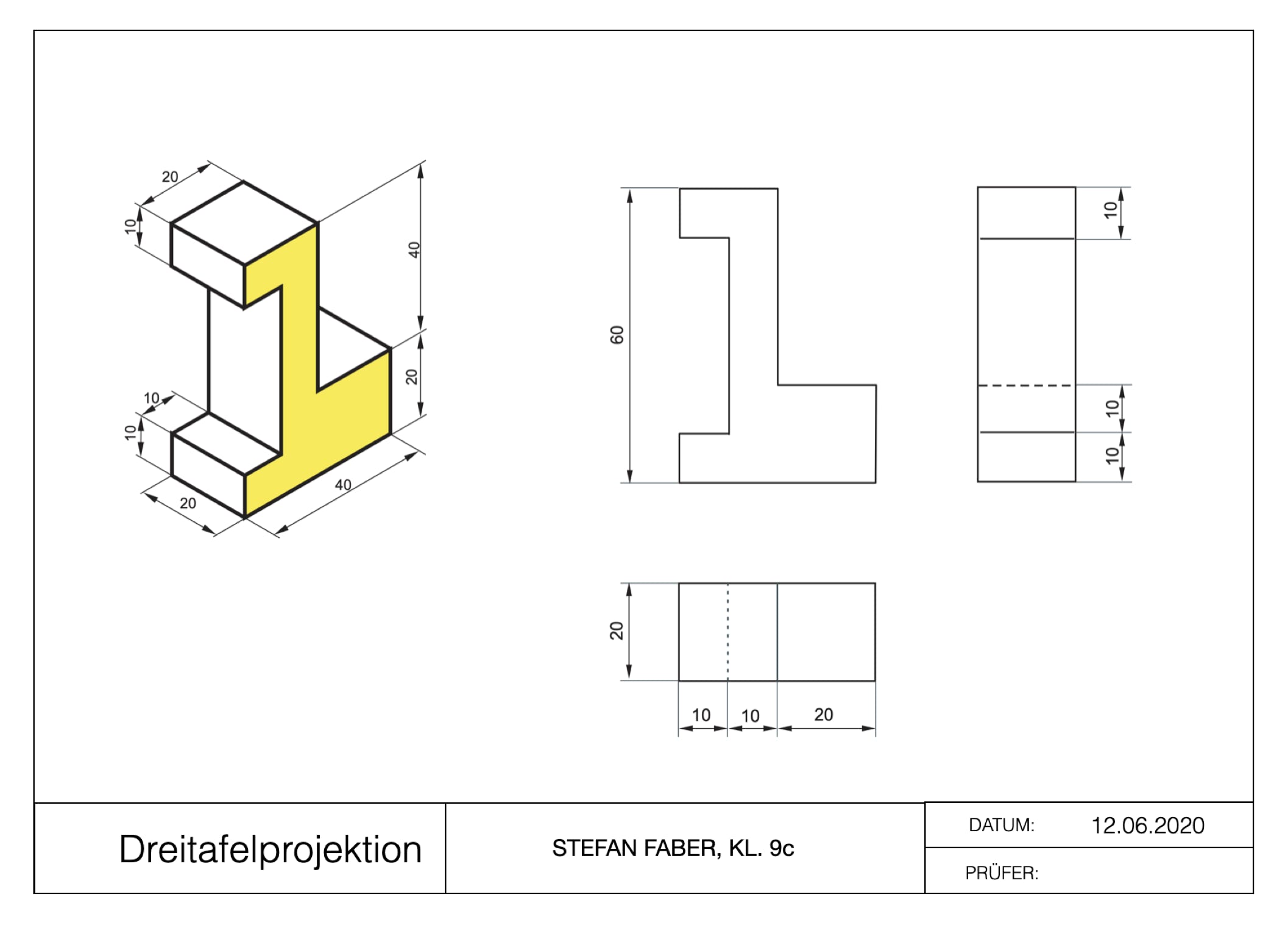 online-Lehrgang Technisches Zeichnen - 3-Tafel-Projektion