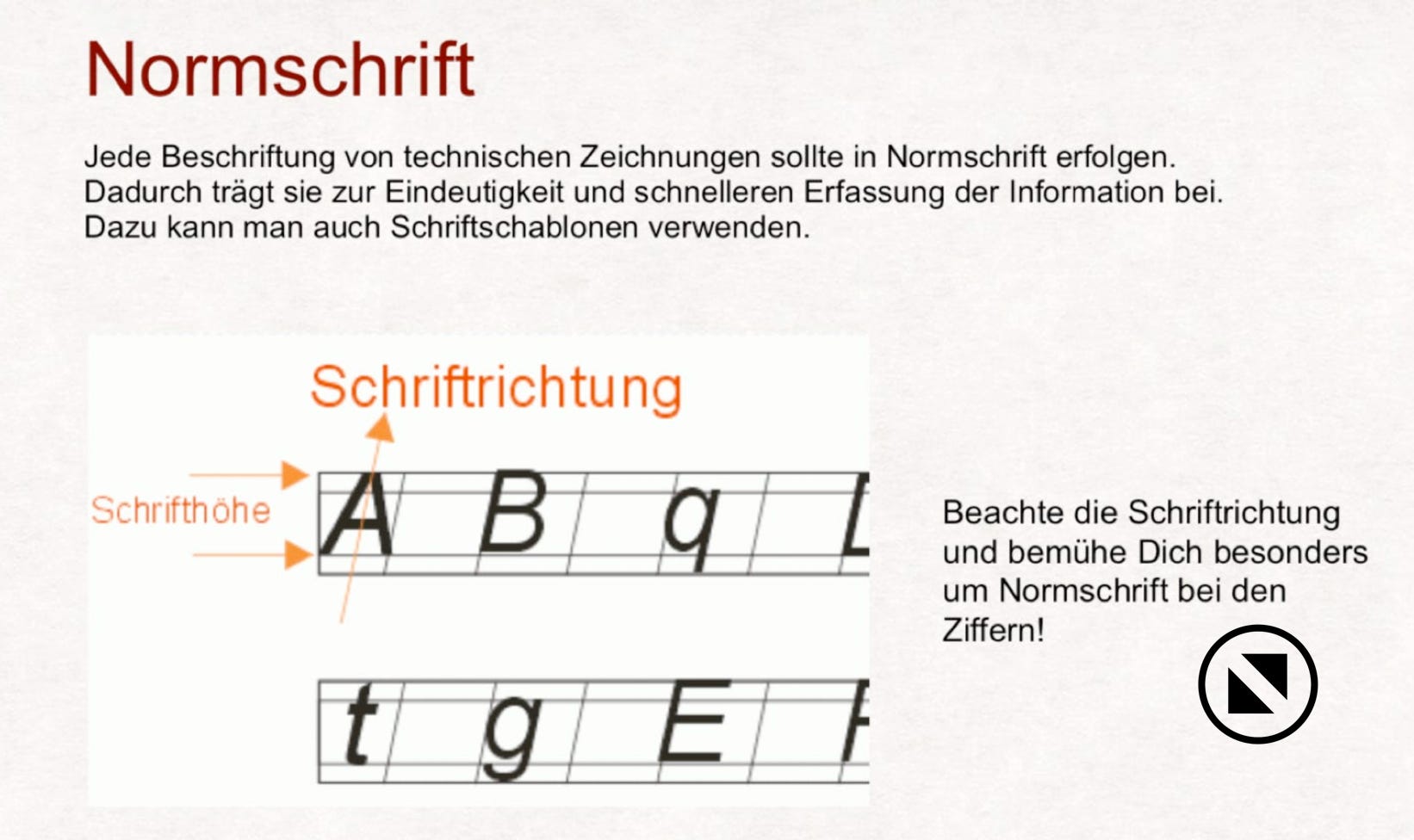 Normschrift Technisches Zeichnen
