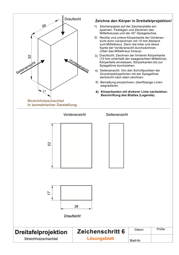 L&ouml;sung Zeichen&uuml;bung 3-Tafel-Projektion