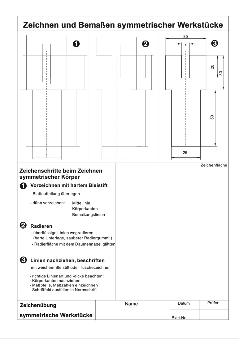 Arbeitsblatt symmetrische Werkst&uuml;cke