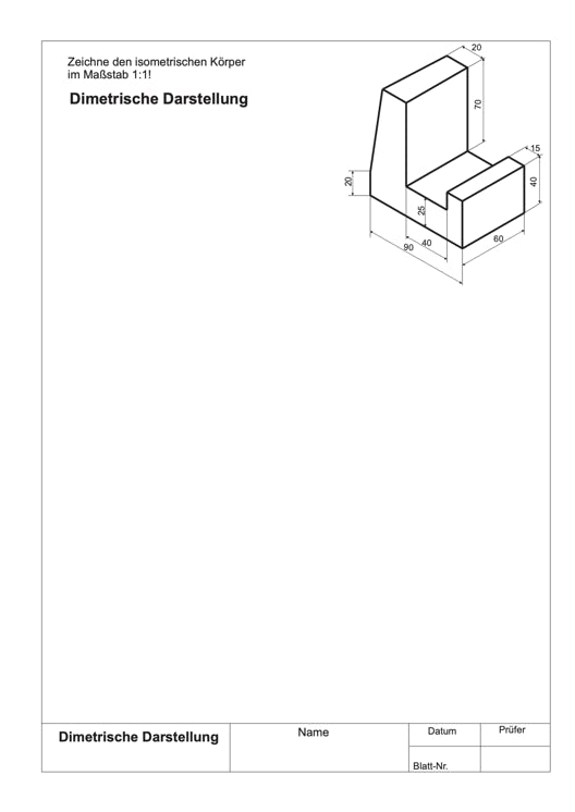 Arbeitsblatt Dimetrische Darstellung von K&ouml;rpern
