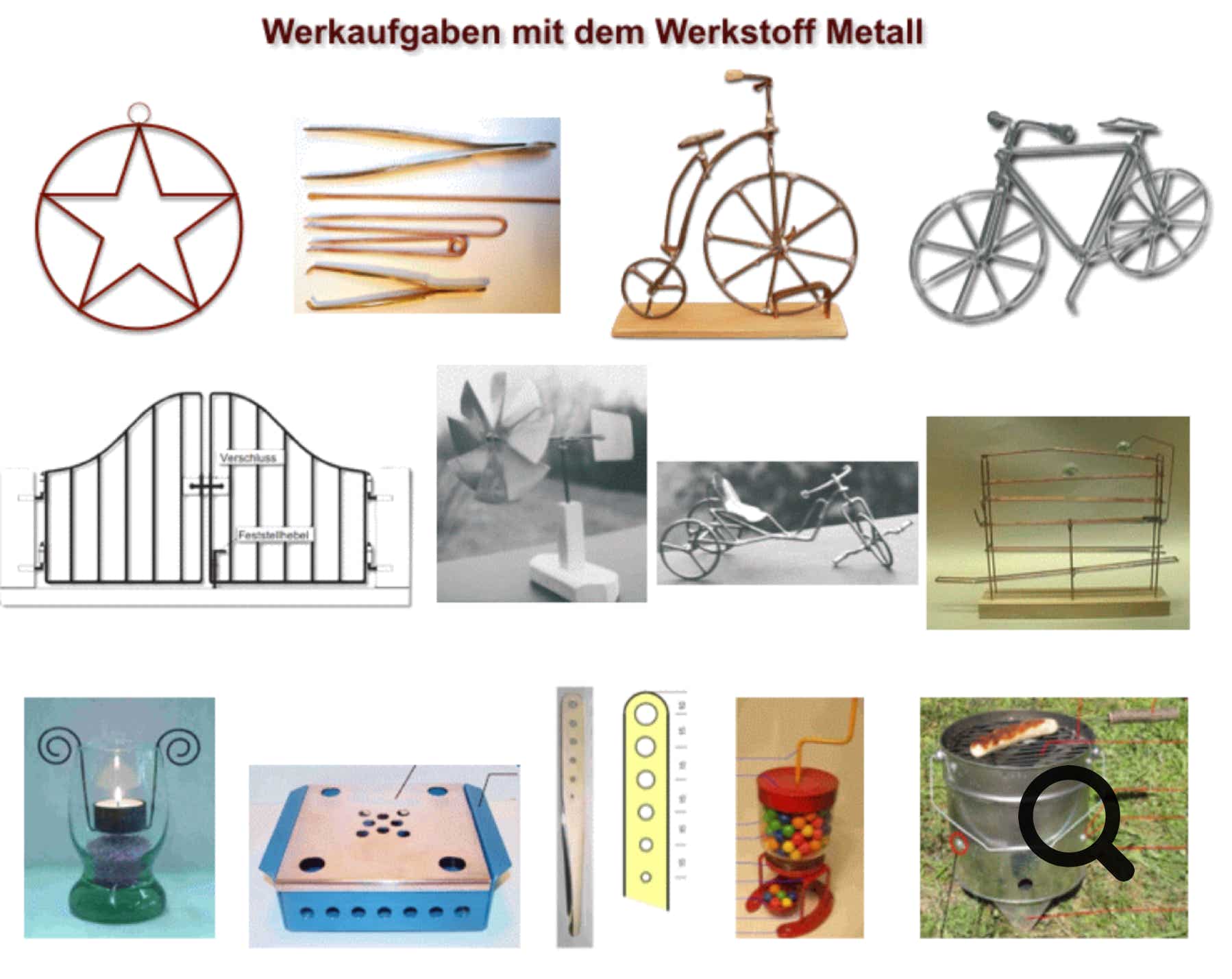 Werkaufgaben mit dem Werkstoff Metall