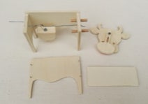 Werkaufgabe mit Werkstoff Holz:   Kuh mit Kurbelwelle