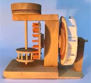 Werkaufgabe mit Werkstoff Holz:   Wassermühle mit Wasserrad und Kammgetriebe, Mühlstein