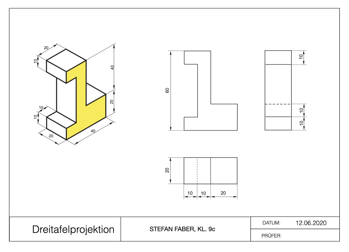 online-Lehrgang Technisches Zeichnen - 3-Tafel-Projektion