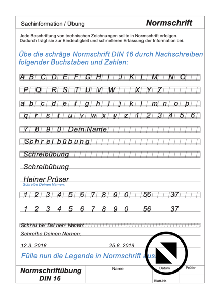 Normschrift Übung