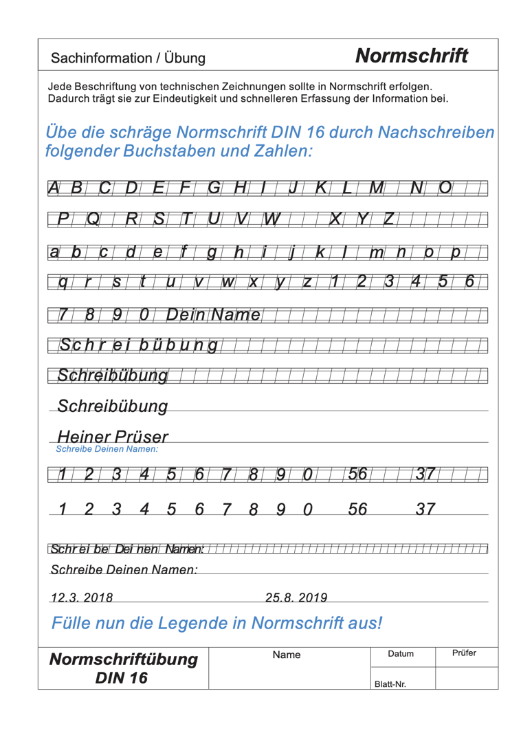 Normschrift Übung