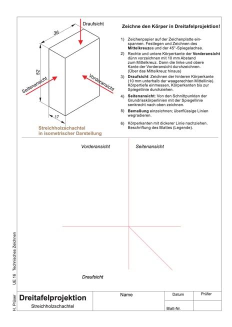 Zeichenübung 3-Tafel-Projektion