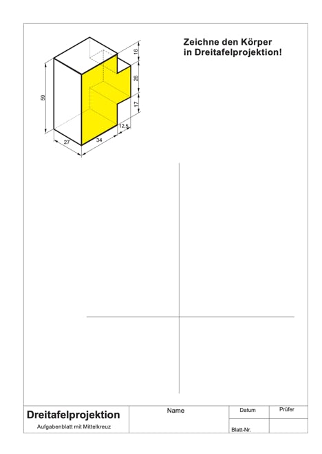 Zeichenübung 3-Tafel-Projektion