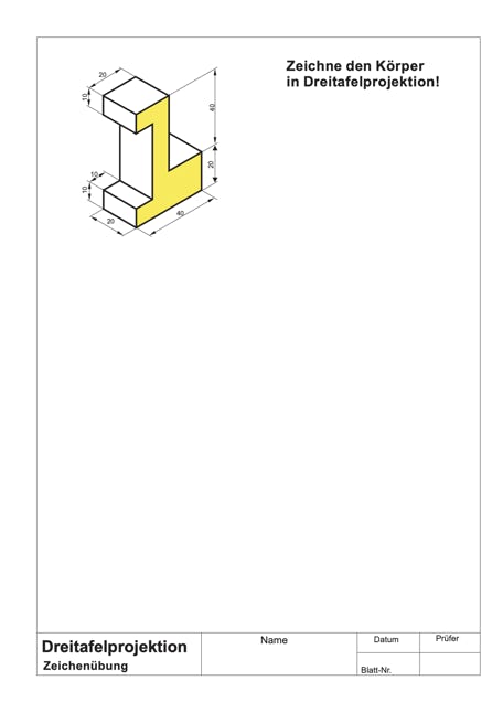 Zeichenübung 3-Tafel-Projektion