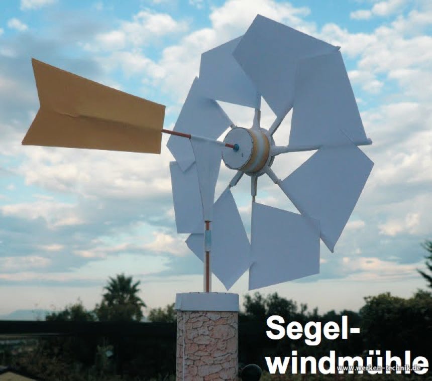 Werkaufgabe mit Papier/Karton: Segelwindmühle