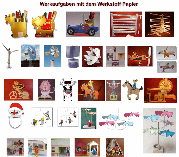 Werkaufgaben mit Papier/Karton